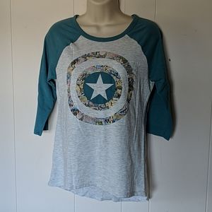 Marvel Captain America baseball tee size medium